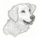 Golden retriever dog, Simple, Basic, Minimalist, Flat, Low detail, Colorful, Color tattoo, Sailor Jerry, Grain shading,  tattoo design idea