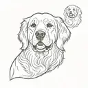 Golden retriever dog, Simple, Basic, Minimalist, Flat, Low detail, Colorful, Color tattoo, Sailor Jerry, Grain shading,  tattoo design idea