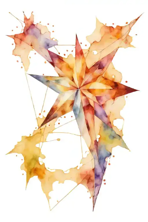 four pointed star with cracks coming tattoo design idea