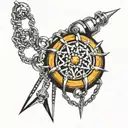 flail spiked ball on chain tattoo design idea