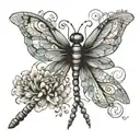 dragonfly fingerprint mixed tattoo design idea