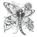 dragonfly fingerprint mixed tattoo design idea