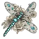 dragonfly fingerprint mixed tattoo design idea