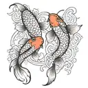 2 koi fish in a lake of fire tattoo design idea
