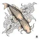 2 koi fish in a lake of fire tattoo design idea