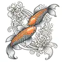 2 koi fish in a lake of fire tattoo design idea