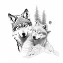 wolf and 2 cubs tattoo design idea