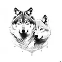 wolf and 2 cubs tattoo design idea