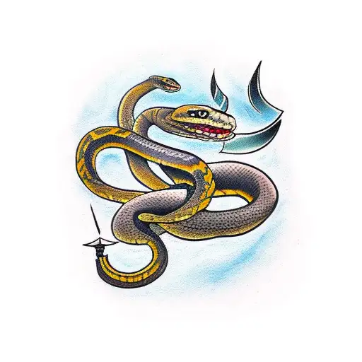 snake with a dagger tattoo design idea