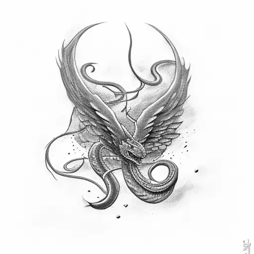 biceps  realistic tattoo project Black with basiliacos snake and phoenix from harry potter tattoo design idea