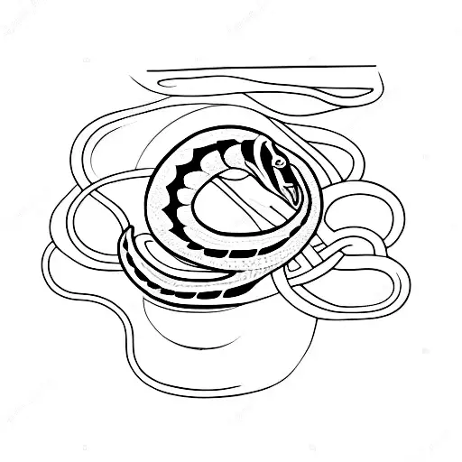 black and white snake with an s incorparted  tattoo design idea