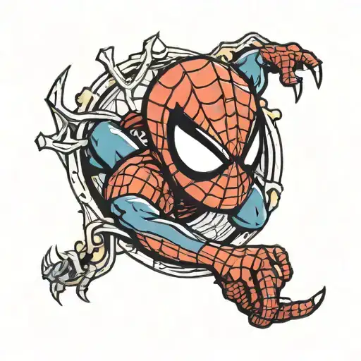 mini spiderman with joint in mouth tattoo design idea
