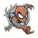 mini spiderman with joint in mouth tattoo design idea