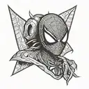 mini spiderman with joint in mouth tattoo design idea