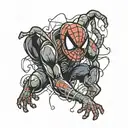 mini spiderman with joint in mouth tattoo design idea