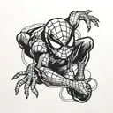 mini spiderman with joint in mouth tattoo design idea