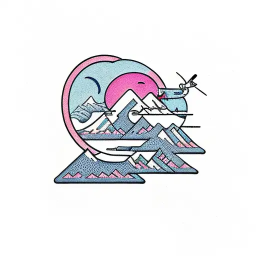 heartbeat mountains snowboarding  tattoo design idea