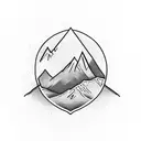 heartbeat mountains snowboarding  tattoo design idea