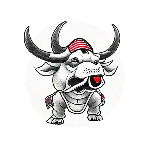 bipedal ox with a tae kwon do uniform black belt tattoo design idea