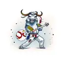 bipedal ox with a tae kwon do uniform black belt tattoo design idea