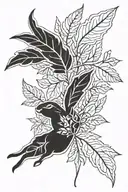 rabbit weed leaf intertwined tattoo design idea