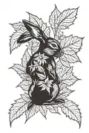 rabbit weed leaf intertwined tattoo design idea