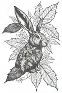 rabbit weed leaf intertwined tattoo design idea