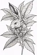 rabbit weed leaf intertwined tattoo design idea