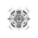 trible abstract line art tattoo design idea