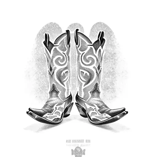 cowboy boot with card tattoo design idea