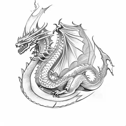 Dragon with 2000 tattoo design idea