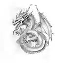 Dragon with 2000 tattoo design idea