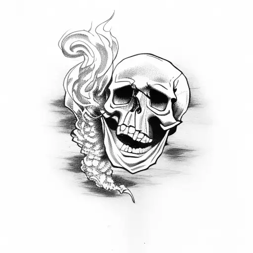 skull with smoke and crosses and a hourglass  tattoo design idea