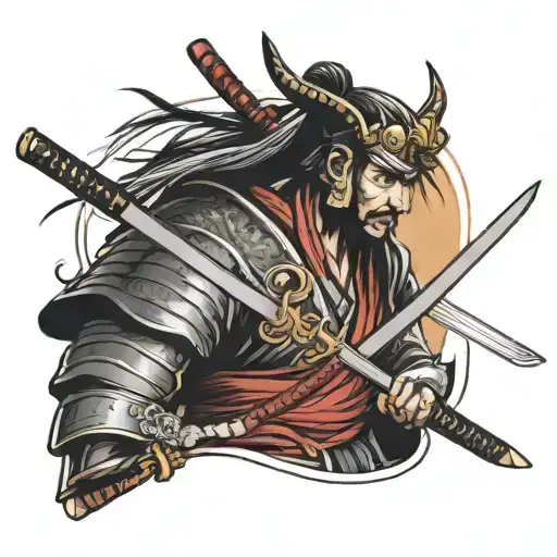 samurai and katana tattoo design idea