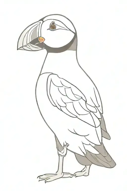 puffin in black and white drawing  tattoo design idea