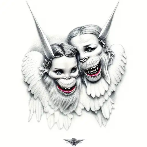 hear no evil see no evil speak no evil with angels tattoo design idea
