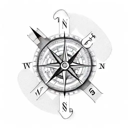 A sketch-style compass with BTS lyrics incorporated tattoo design idea