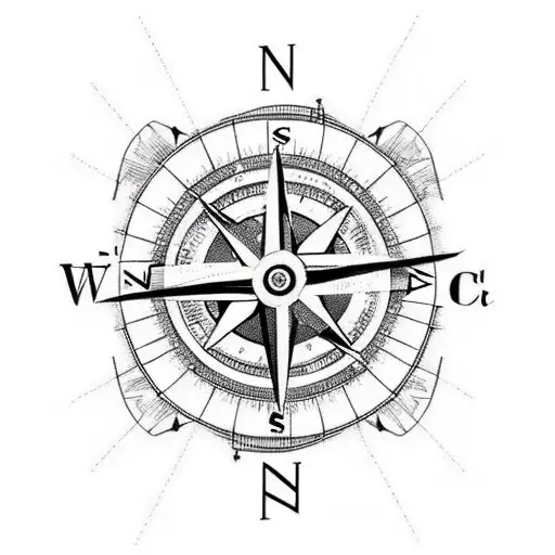 A sketch-style compass with BTS lyrics incorporated tattoo design idea