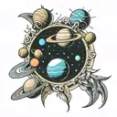 solar system tattoo design idea