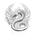 dragon snake phoenix tattoo design idea