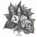 cocaine weed gambling tattoo design idea