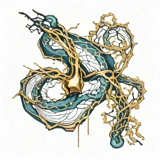 Kintsugi themed tattoo in gold tattoo design idea