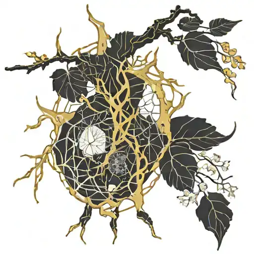 Kintsugi themed tattoo in gold tattoo design idea