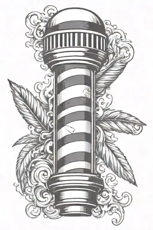 barber pole negative space tattoo design idea