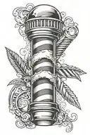 barber pole negative space tattoo design idea
