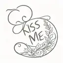 kiss me written and a bow around it  tattoo design idea