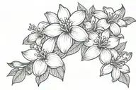 frangipani, lily and hibiscus flower intertwined tattoo design idea
