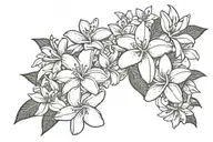 frangipani, lily and hibiscus flower intertwined tattoo design idea