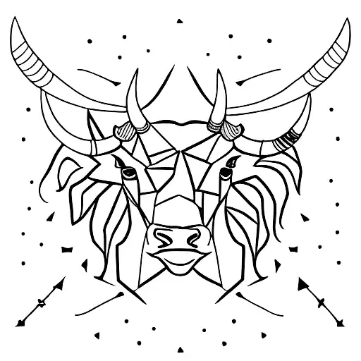 A minimalist tattoo of a bull in a charging stance, symbolizing determination and resilience tattoo design idea