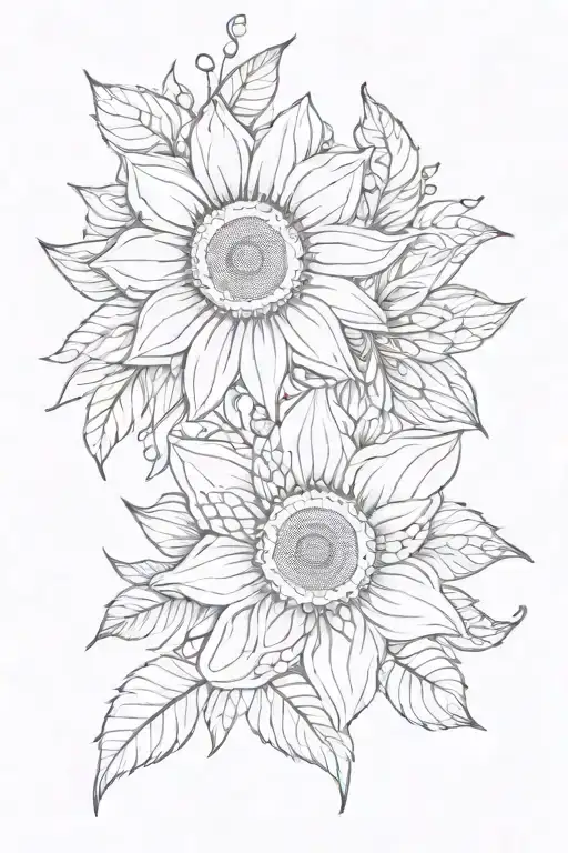 sunshine flowers an bolder line work tattoo design idea